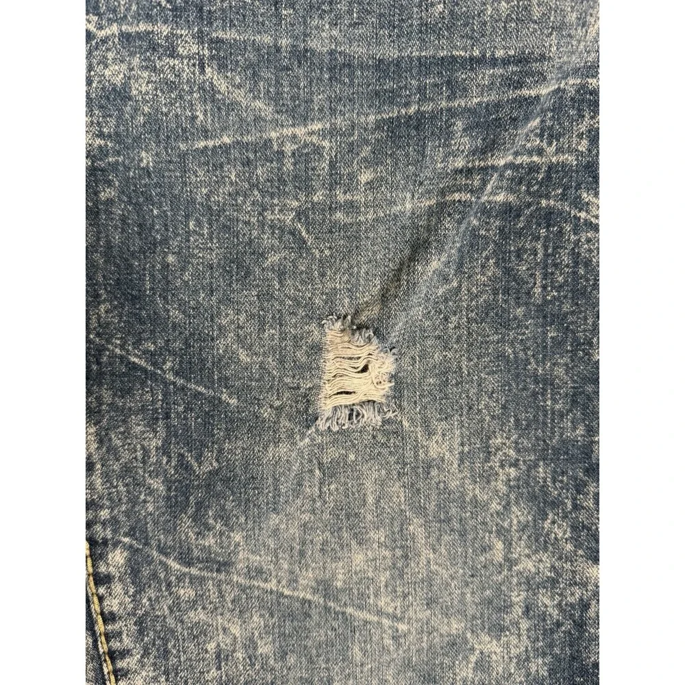 True Religion Ricky Straight Jeans Mens 34 Acid Wash Distressed Flap Pocket USA